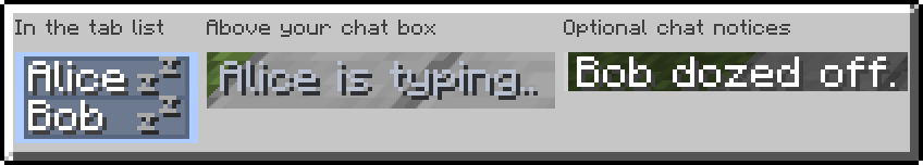The tab list with zz marks, the typing line above chat and a chat notice